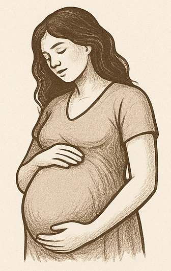 Femme enceinte dans un moment de sérénité, symbolisant l'accompagnement bienveillant à la naissance