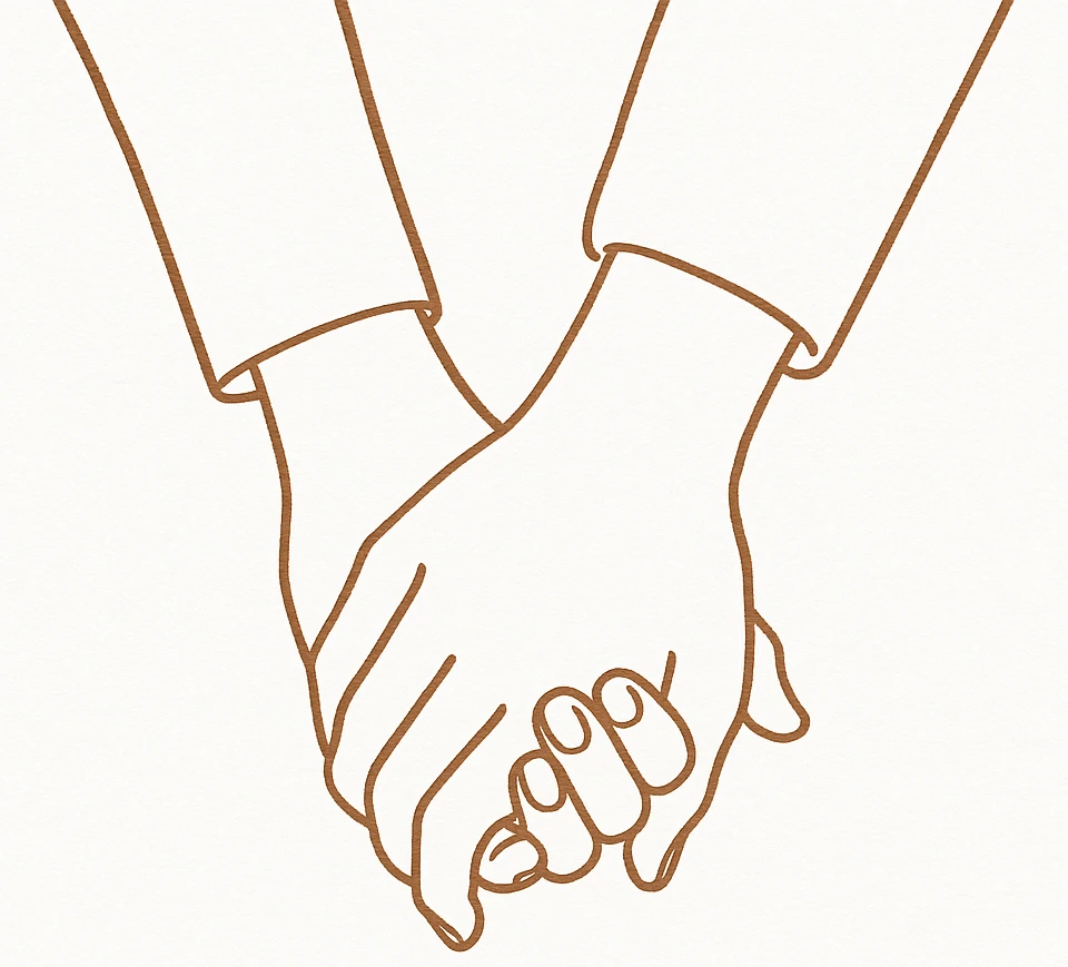 Illustration symbolisant le lien de confiance et de soutien entre la doula et la femme accompagnée